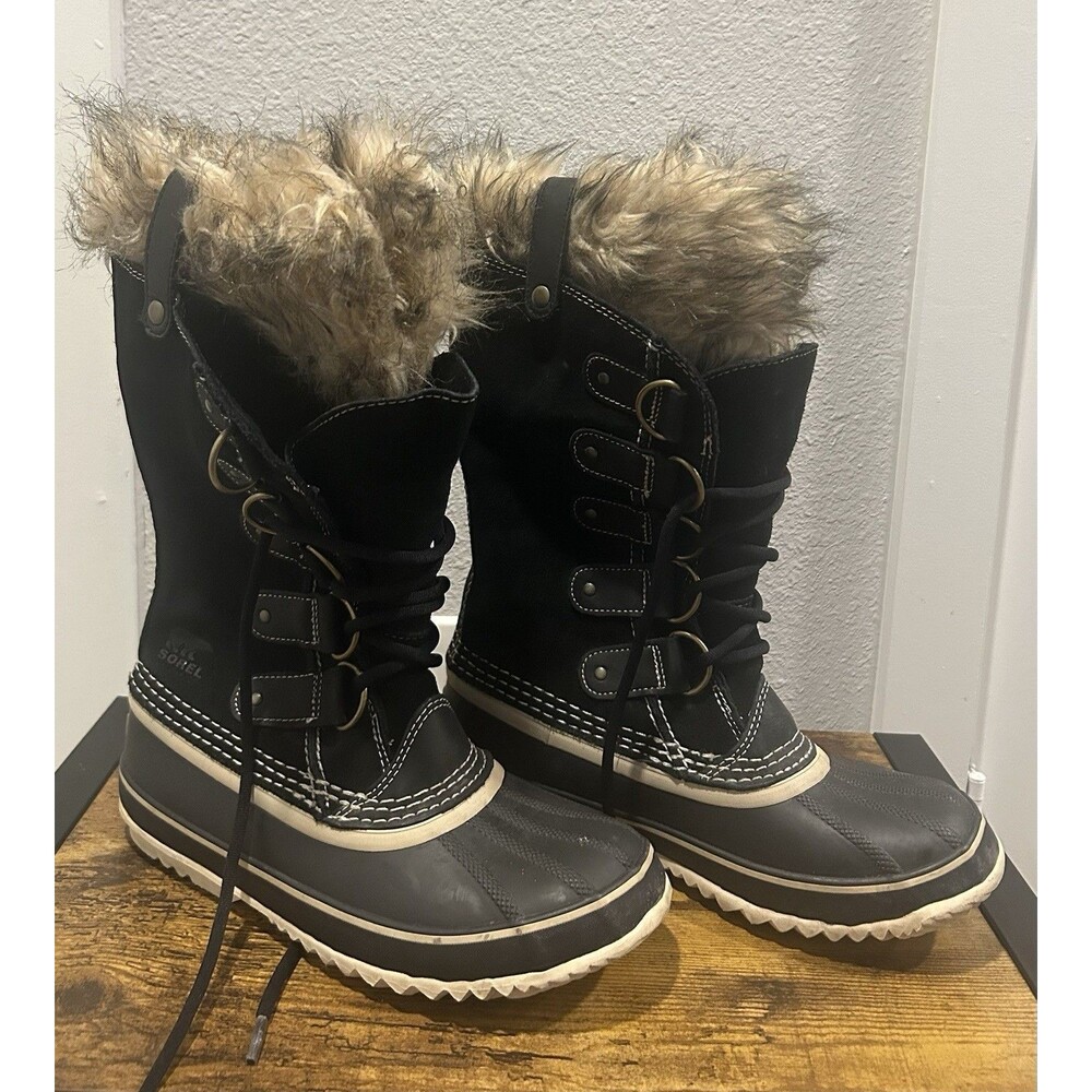 Sorel Joan Of Arctic Boots Womens 8 Suede Waterproof Snow Winter Fur NL1540